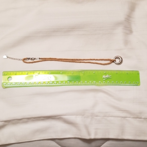 Silver Open Oval Wood Bead Necklace - Picture 5 of 6